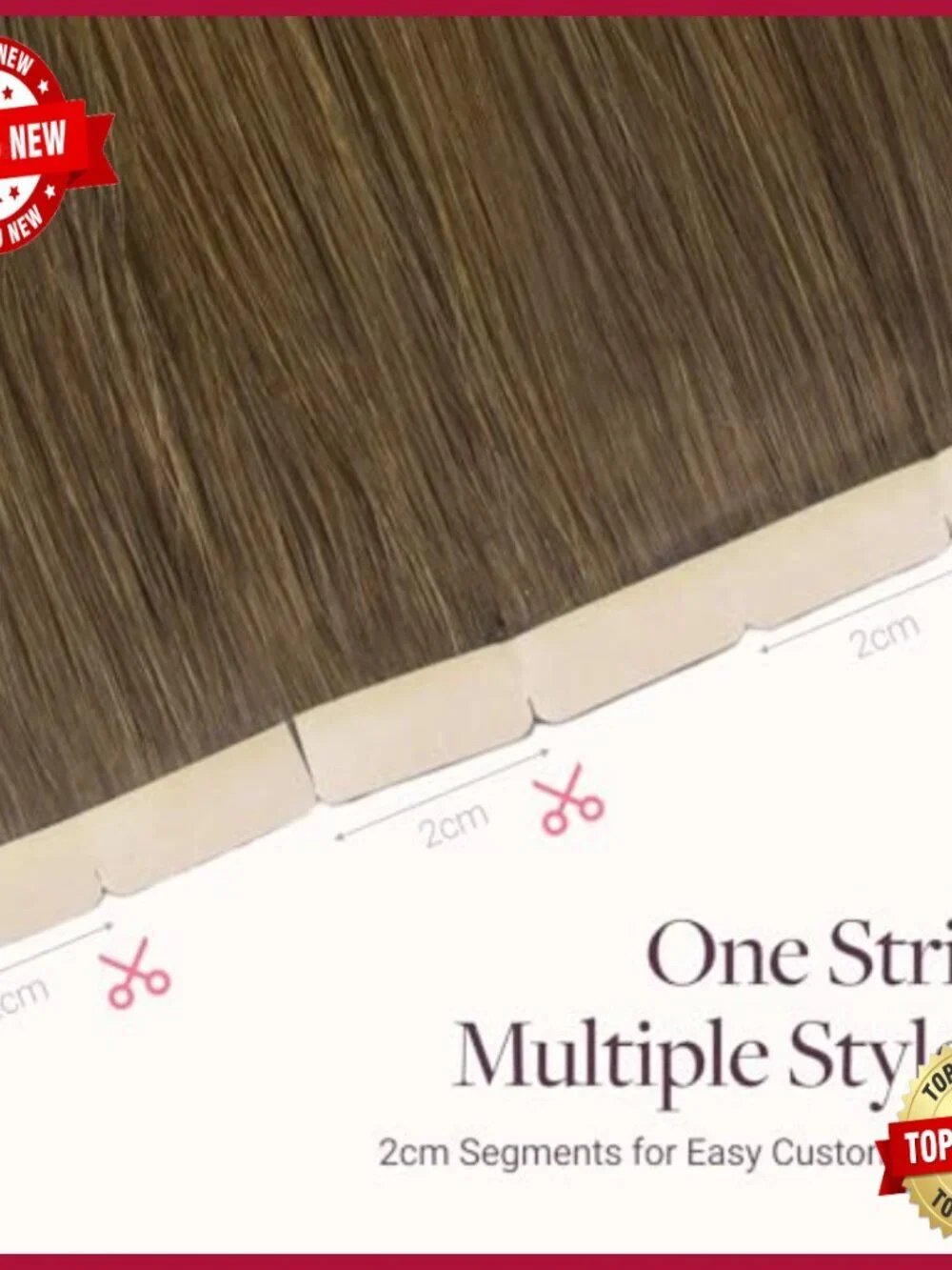 20in Human Hair Tape Extensions, 8cm Wide Weft, Heat-Safe 250°F